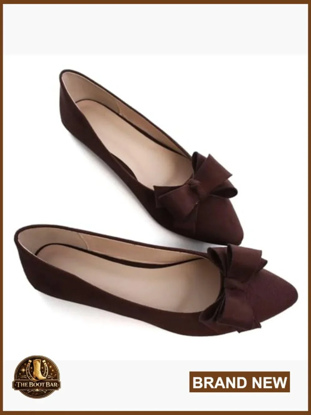 Pointed Toe Ballet Flats with Bow Knot, Slip-On Loafers for Business Casual Wear